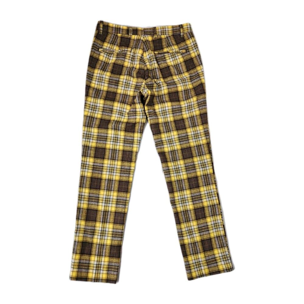 Alessandro Gherardeschi Yellow Tartan Plaid High Rise Wool Pants Womens 33"waist - Picture 2 of 7